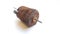12 volt rusty DC motor with white background image