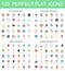 120 modern flat icon set of workplace, creative process, mind process, human productivity icons.