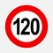 120 per hour speed road sign