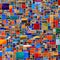 1206 Abstract Mosaic Collage: A creative and expressive background featuring an abstract mosaic collage with vibrant colors, fra
