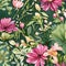 1225 Vintage Watercolor Botanicals: A vintage and botanical-inspired background featuring vintage watercolor illustrations of fl