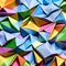 1246 Abstract Paper Origami: A creative and whimsical background featuring abstract paper origami in geometric shapes and vibran