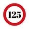 125 kmph or mph speed limit sign icon. Road side speed indicator safety element