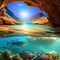 1277 Mystical Underwater Cave: A mystical and enchanting background featuring a mystical underwater cave with shimmering light,