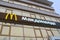 13.11.2020 Syktyvkar, Russia, yellow capital letter M, fast food restaurant mcdonalds signboard and an inscription with a name in