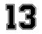 13 Classic Vintage Sport Jersey Number in black number on white background for american football, baseball or basketball