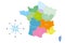 13 new regions of France reformed - colored editable illustration