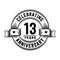13 years anniversary celebration logotype. 13th years logo. Vector and illustration.