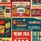 1314 Retro Vintage Advertisements: A retro and vintage-inspired background featuring retro vintage advertisements with retro gra