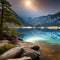1317 Mystical Moonlit Lake: A mystical and enchanting background featuring a moonlit lake with shimmering reflections, mystical