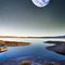 1317 Mystical Moonlit Lake: A mystical and enchanting background featuring a moonlit lake with shimmering reflections, mystical