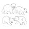1326 bears, linear drawings, bear, isolate on a white background, vector illustration