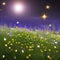 1369 Enchanted Moonlit Meadow: A magical and enchanting background featuring a moonlit meadow with glowing flowers, fireflies, a