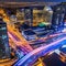 1390 Urban Nightlife: A vibrant and urban background featuring a city skyline at night, with neon lights, bustling streets, and