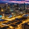 1390 Urban Nightlife: A vibrant and urban background featuring a city skyline at night, with neon lights, bustling streets, and