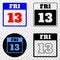 13th Friday Calendar Page Vector EPS Icon with Contour Version