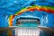 14 February 2020, Stockholm Sweden. Rainbow interior of tunnelbana platform