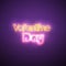 14 February Valentine Day in neon. Banner screen vector illustration - Vector