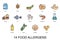 14 food allergens. Set of color icons of basic allergens . Vector illustration