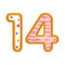 14 number sweet glazed doughnut vector illustration