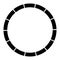 14 part, section segmented circle. Abstract dashed lines circular geometric element