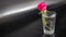 14 Subat Sevgililer Gunu or February 14th, Valentine's Day.background and A glass filled with water and a pink rose.