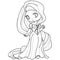 1401 Princess 12Beautifull Little Princess, Fantasy black and white image. Outlined on white background for  kids coloring book.