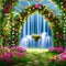 1429 Enchanted Garden: A magical and enchanting background featuring an enchanted garden with blooming flowers, whimsical creatu