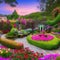 1429 Enchanted Garden: A magical and enchanting background featuring an enchanted garden with blooming flowers, whimsical creatu