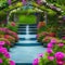 1429 Enchanted Garden: A magical and enchanting background featuring an enchanted garden with blooming flowers, whimsical creatu