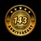 143 years anniversary celebration. 143rd anniversary logo design. 143years logo.
