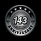 143 years anniversary celebration. 143rd anniversary logo design. 143years logo.