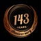143 years anniversary. Elegant anniversary design. 143rd logo.