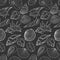 1443 shells, seamless pattern with sea shells in monochrome colors, ornament for wallpaper