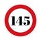 145 kmph or mph speed limit sign icon. Road side speed indicator safety element
