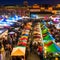 1471 Urban Night Market: A vibrant and urban background featuring a night market scene with colorful stalls, glowing lights, and