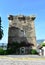 14th Century Andrade Tower with blue sky. Pontedeume, Galicia, Spain.