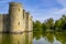 14th century Bodium castle surrounded by a moat in the County of Sussex in England.