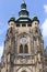 14th century St. Vitus Cathedral , facade, tower with clock, Prague, Czech Republic