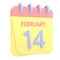 14th February 3D calendar icon