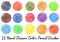 15 hand-drawn color pencil texture circles isolated
