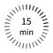 15 minutes digital timer stopwatch icon vector for graphic design, logo, website, social media, mobile app, UI illustration