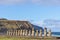 The 15 moai statues in Ahu Tongariki, Easter Island, Chile