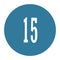 15 numeral logo with round frame in blue color