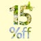 15% off discount. The concept of spring sale, stylish poster, banner, promotion, ads