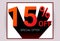 15% OFF Sale. Discount special offer promo advertising card