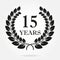 15 years. Anniversary or birthday icon with 15 years and  laurel wreath. Vector illustration