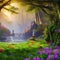 1519 Mystical Fantasy Land: A mystical and enchanting background featuring a fantasy land with magical creatures, enchanted fore