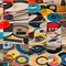 1538 Vintage Vinyl Collection: A retro and music-themed background featuring a collection of vintage vinyl records, record sleev