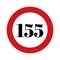155 kmph or mph speed limit sign icon. Road side speed indicator safety element